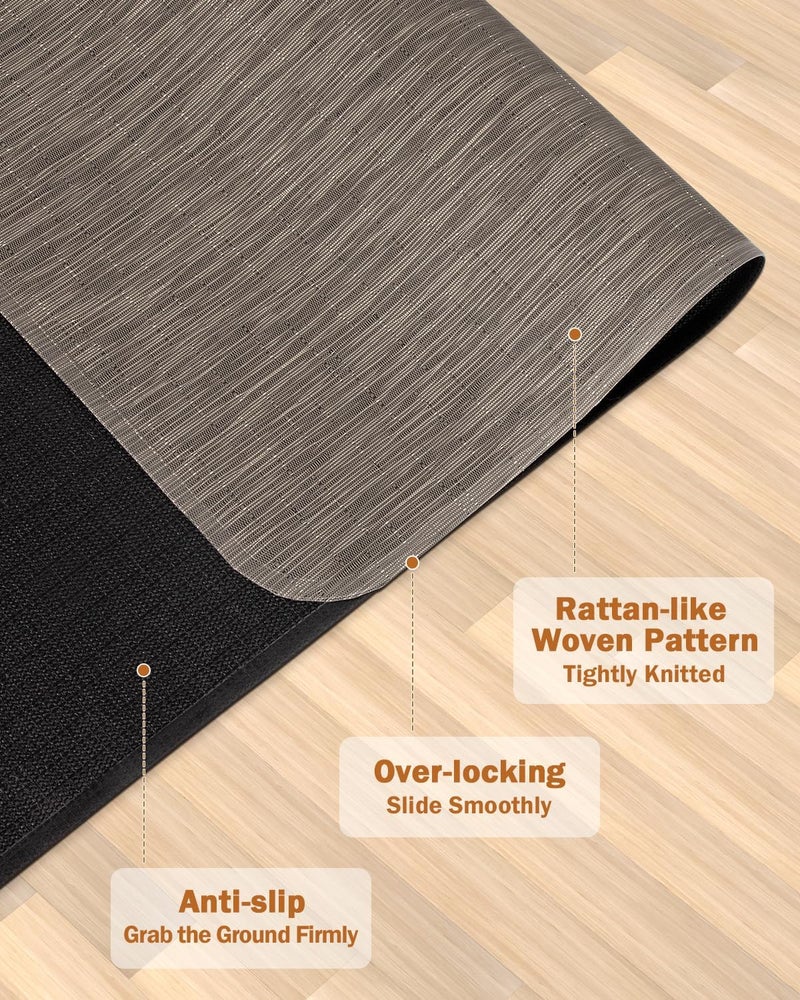 Blvornl Office Chair Mat for Hardwood Floor, 47.2"*60" Desk Computer Chair Mat for Hard Wood, Large Anti-Slip Hard Floor Protector Rolling Chair Mat, PVC Mat Desk Rug for Office and Home Dark Brown - Image 2